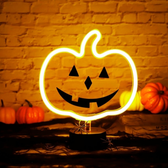 Jack o Lantern Pumpkin Neon Sign Light Warm White Halloween Party Jackolantern - Picture 4 of 9